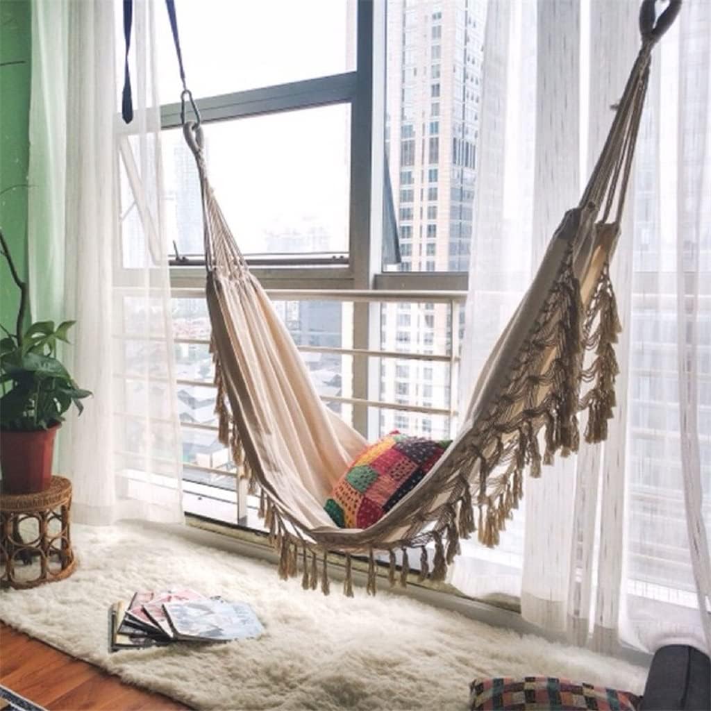 Camping Hammocks Canvas Tassel Sleeping Outdoor Backyard Swing Beds Home Garden