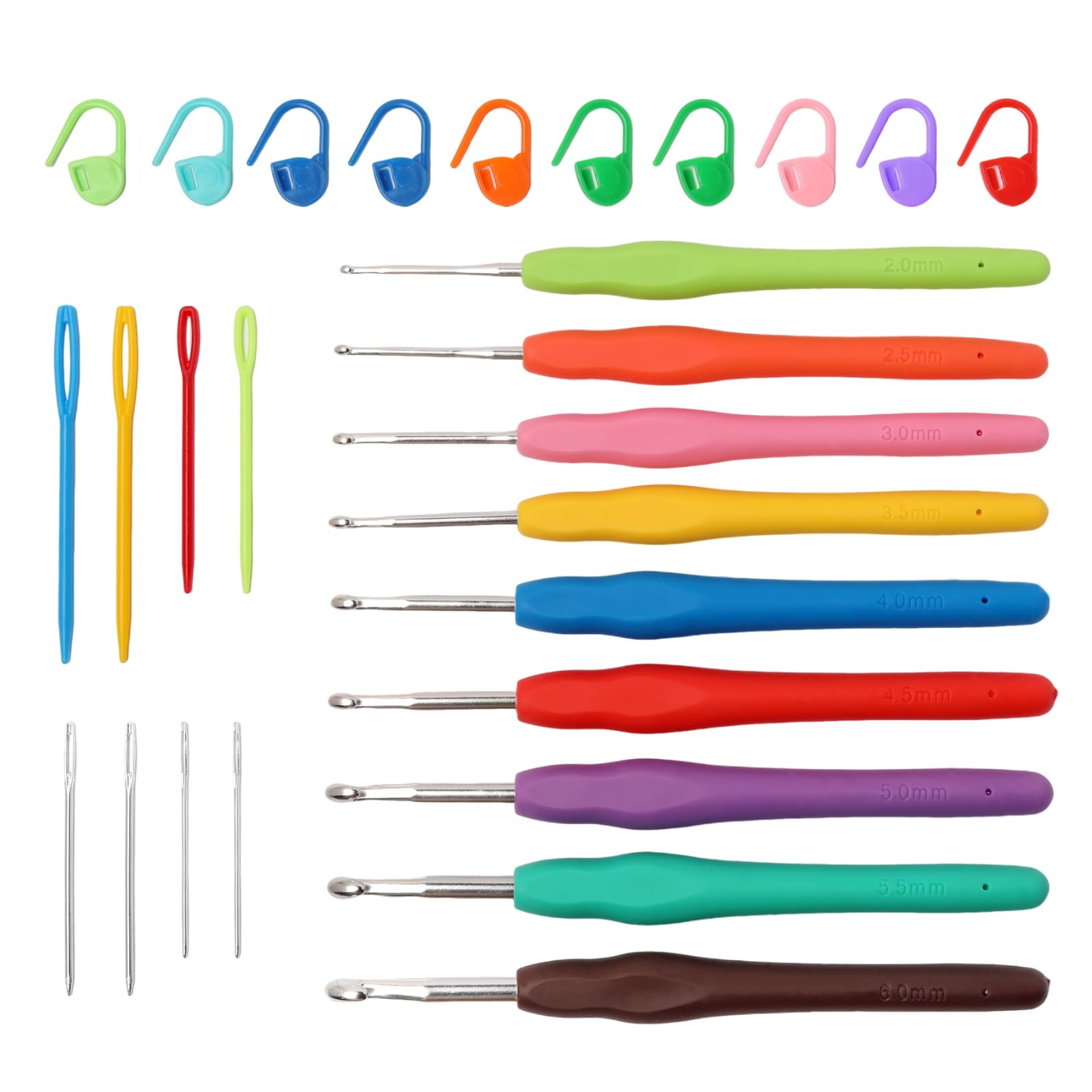 9PCS Ergonomic Crochet Hooks Set by Flickzo – Aluminum Crochet Hook Set with Soft Silicone Handles (2-6mm), Crochet Kit for Beginners with Crochet Tools & Knitting Accessories-image-37