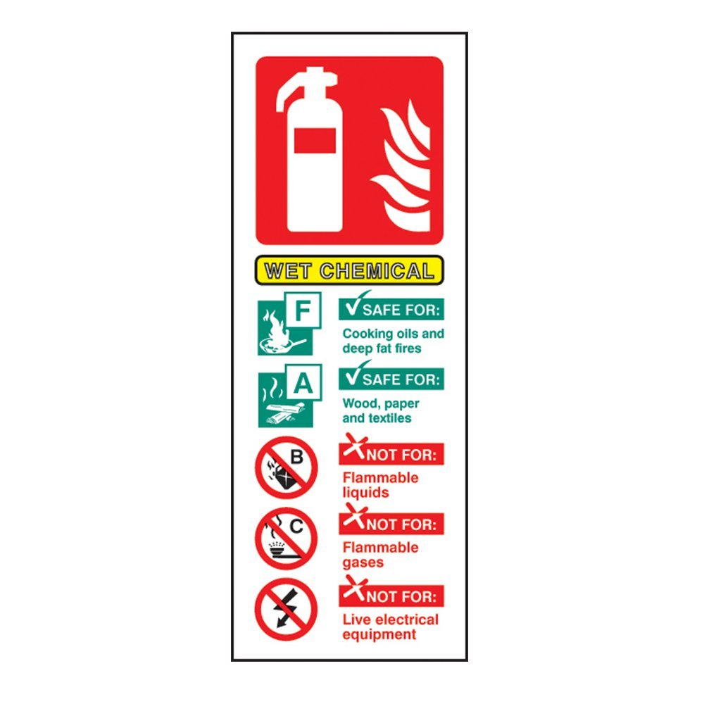 Fireshield Wet Chemical Fire Extinguisher Id Sign Portrait - Self Adhesive Vinyl - 200Mm X 75Mm