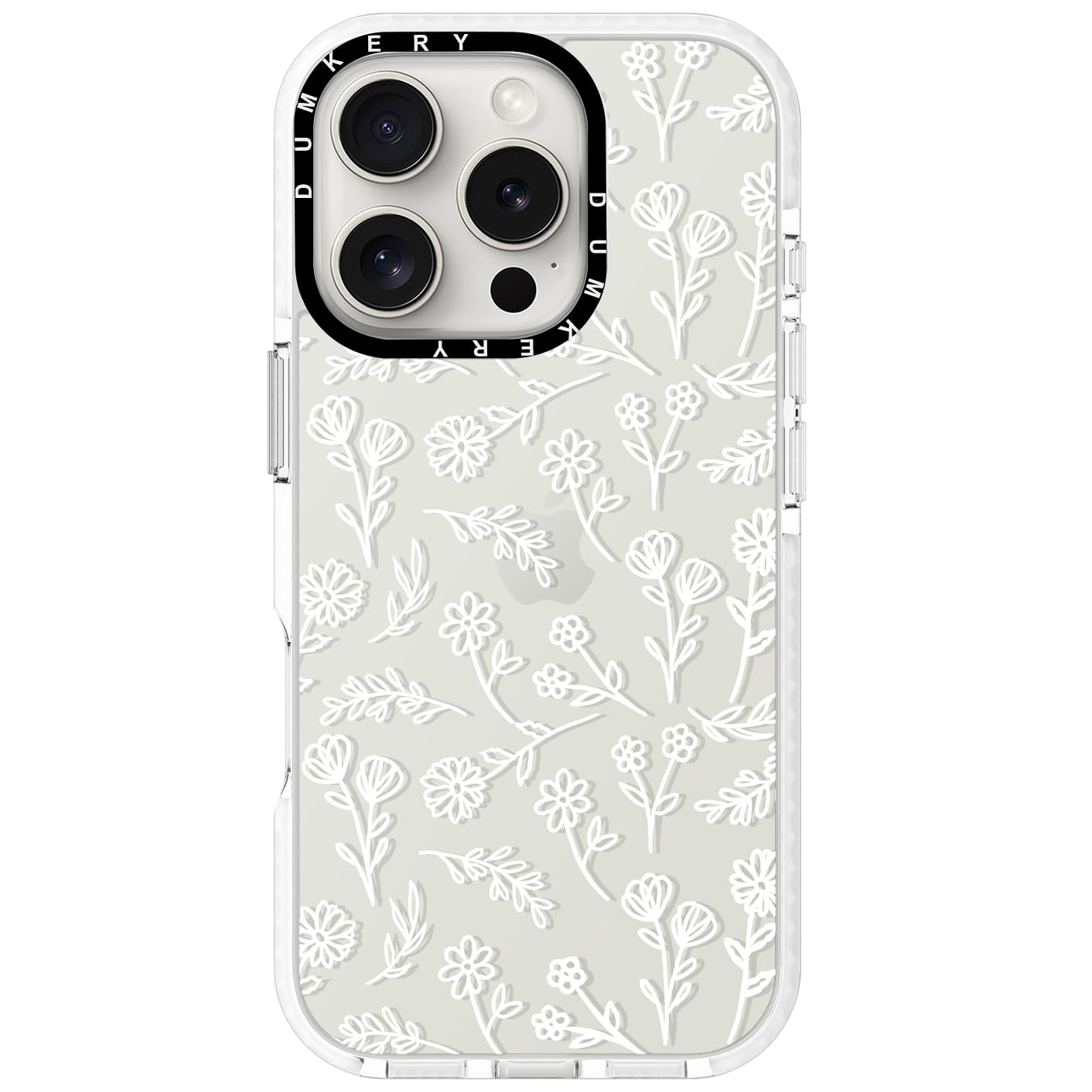 Dumkery Cute White Flowers Case Compatible with iPhone 16 Pro Max Clear Case, Floral Aesthetic Pattern, Soft TPU Shockproof Slim Cases Cover for Girls