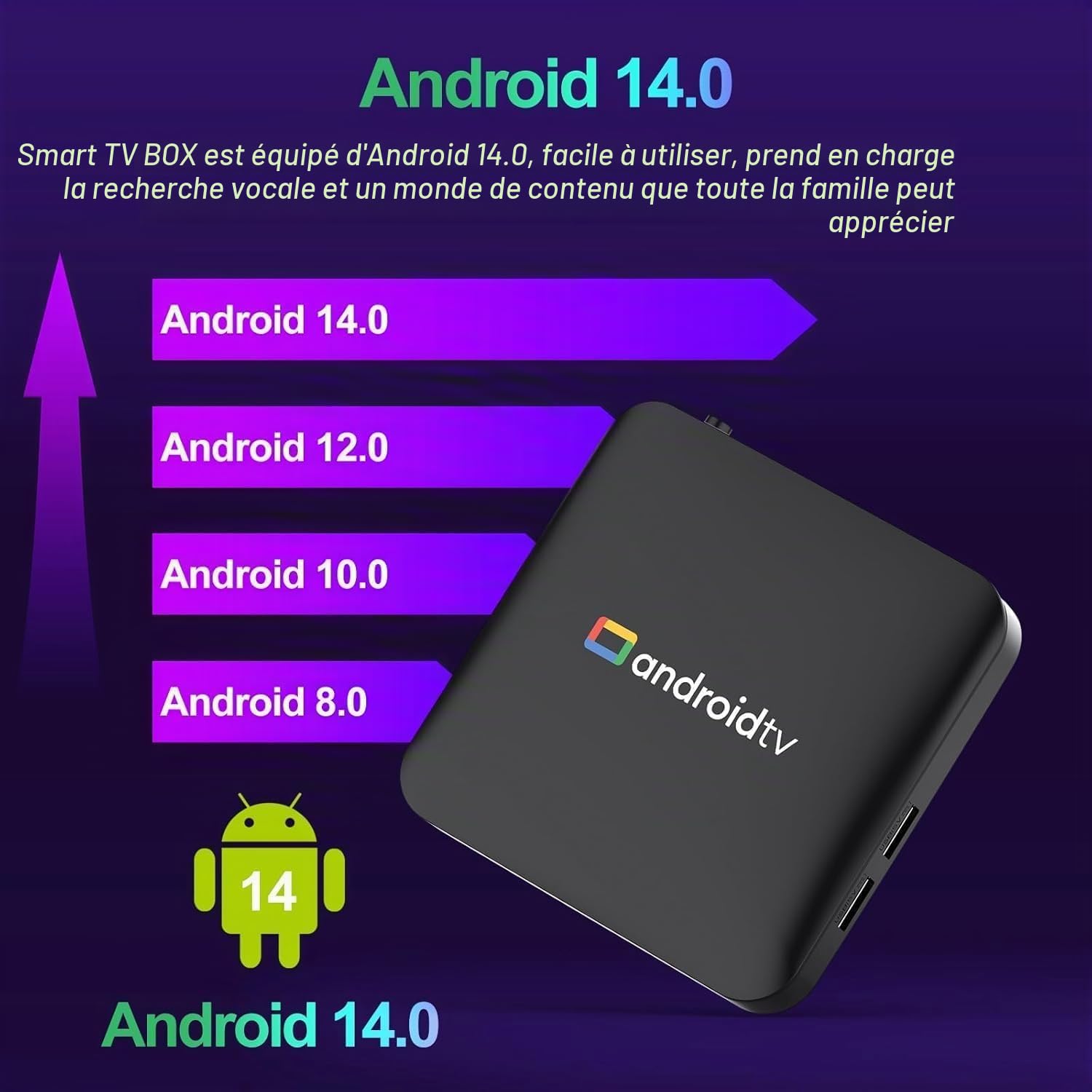 4K H96 Max Fire Android 14.0 TV Stick Streaming Box 64bit 8 GB 128 GB Amlogic iptv 100M Ethernet WiFi6 Dual-WiFi 2.4G5G 4K USB for Android TV Box boitier chromecast Amazon Google Remote Voice Control