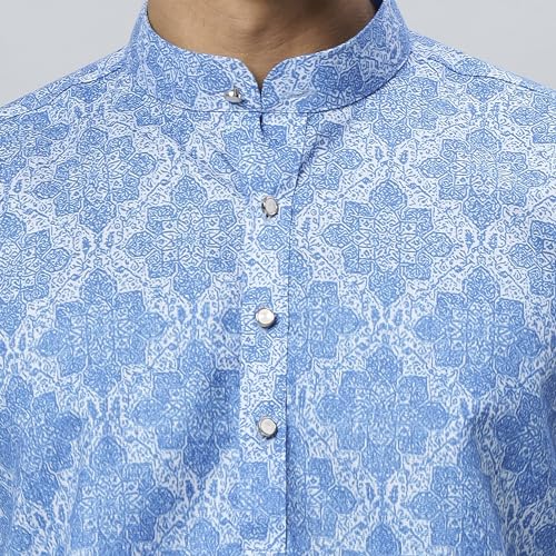 Image of GLOBALRANG Men's Ethnic Motif Printed Regular Long Full Sleeves Kurta