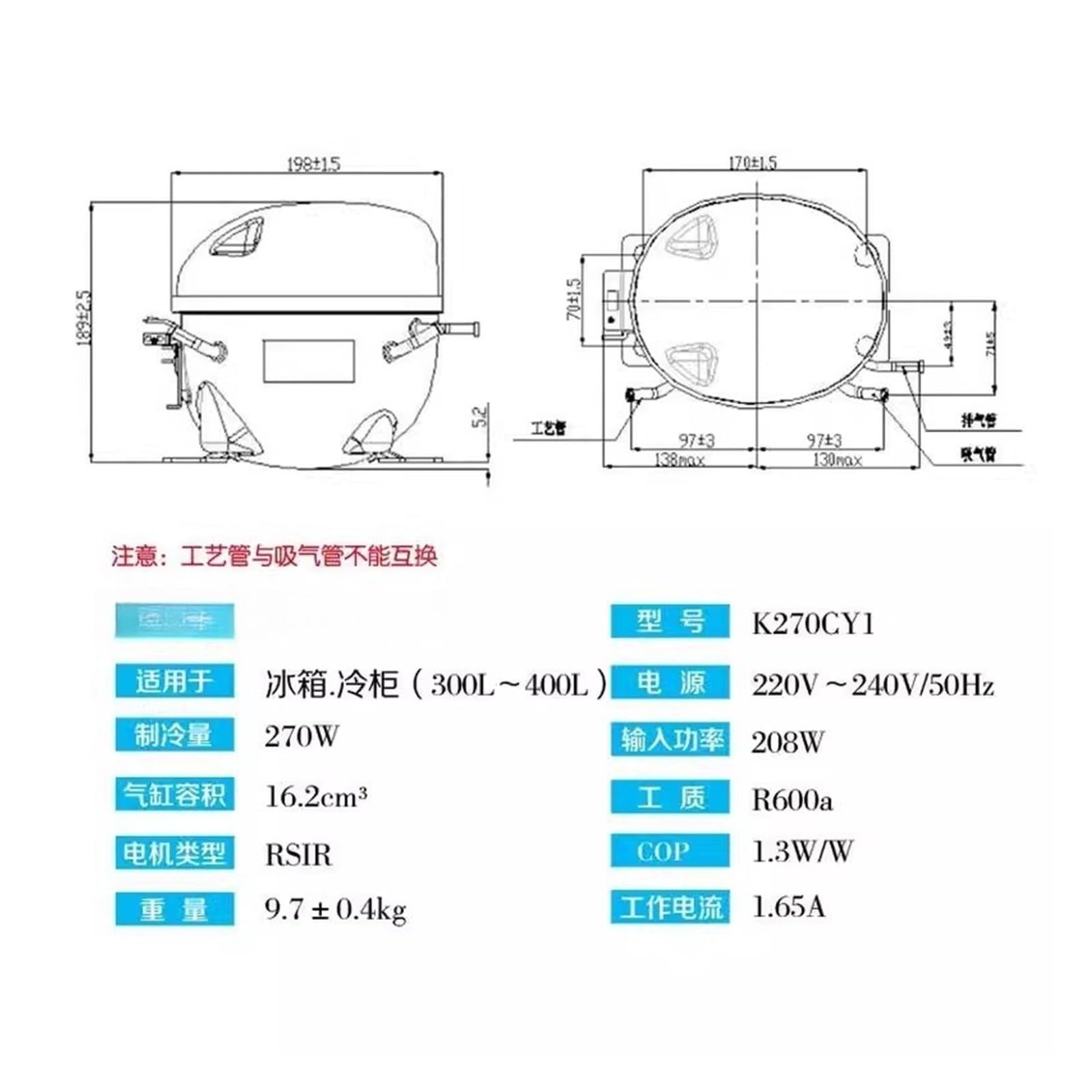 Compressore for la refrigerazione del Frigorifero(K480CU1)