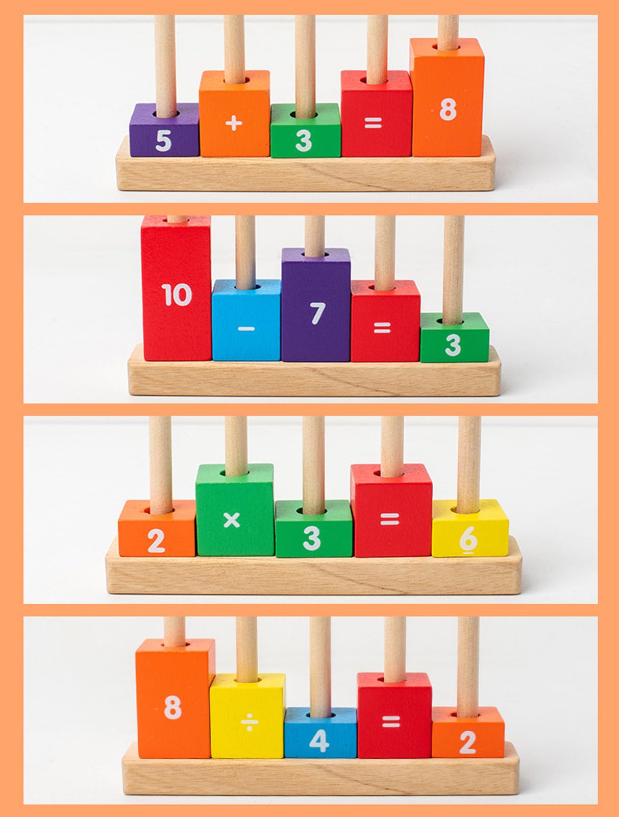 Juego de manipulativos matemáticos, Bloques apilables de números y Aros de conteo