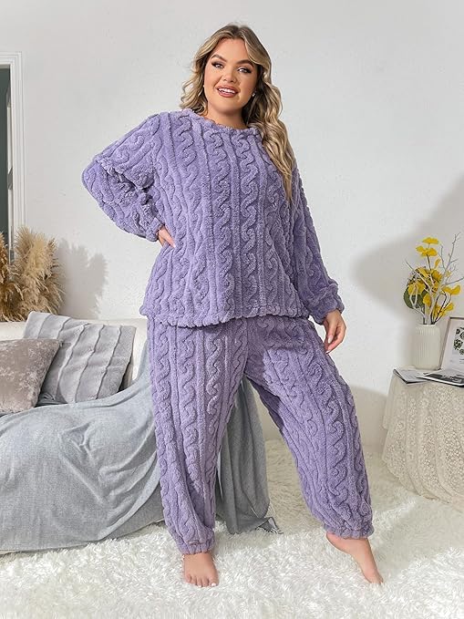 Image of Ukal Women's and Men's Wool Blend & Fleece Long Sleeve Pullover Hoodies Set Full Length Winter Nightwear Pajama and top Set Tracksuit Gym Suit Night Suit Set
