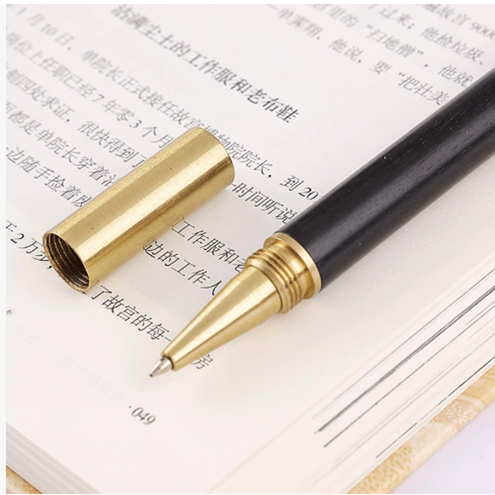 Penna gel con inchiostro gel, 2 pezzi, con tappo rotante in legno, 0,5 mm, penna da scrittura per diario, scrittura, penna da lavoro, 147 cm, inchiostro nero