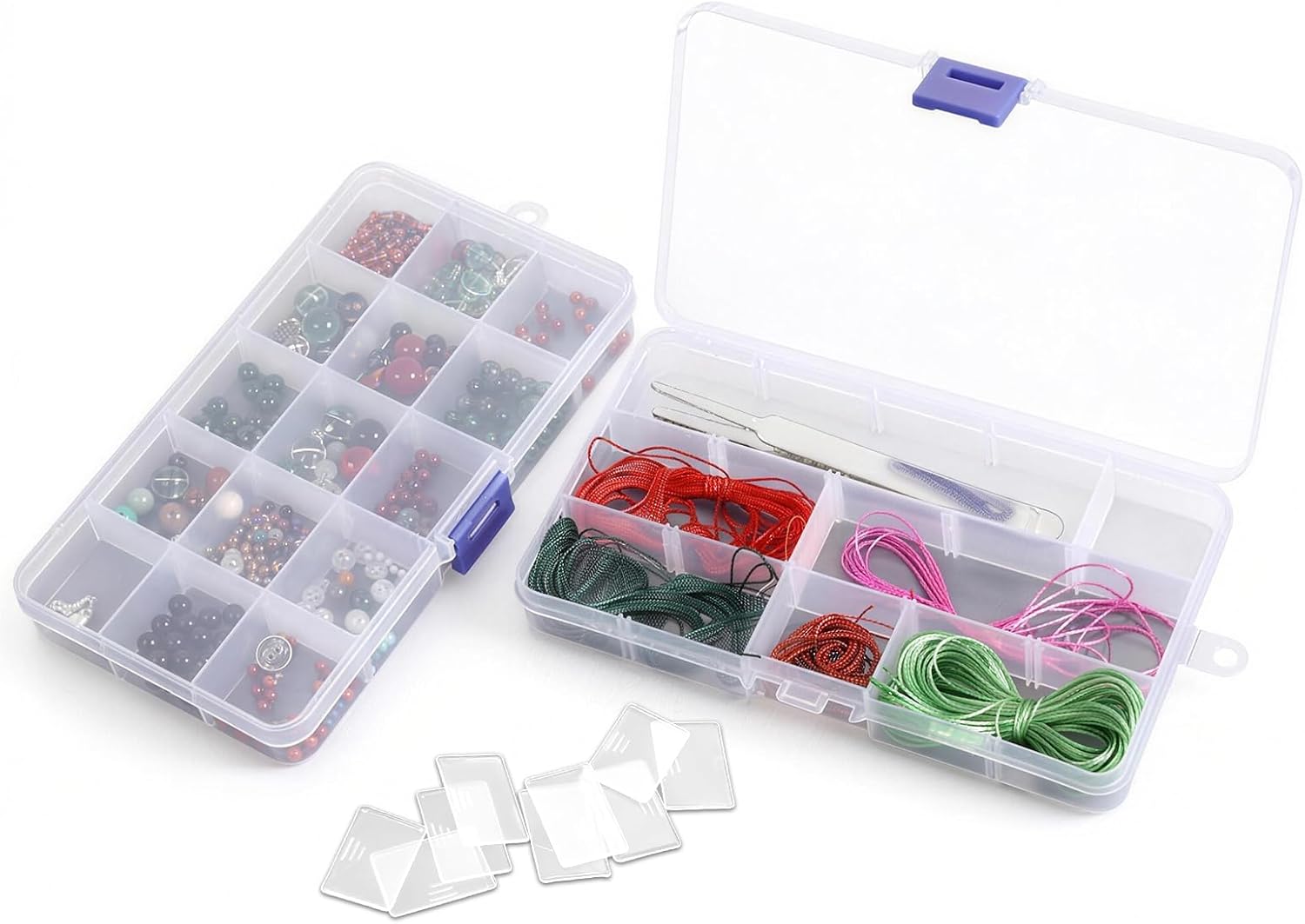 32 PCS 15-Grid Organizer with Removable Dividers,Small Parts Organizer Box,Bead Organizers and Storage,Small Tackle Box,Embroidery Floss Organizer