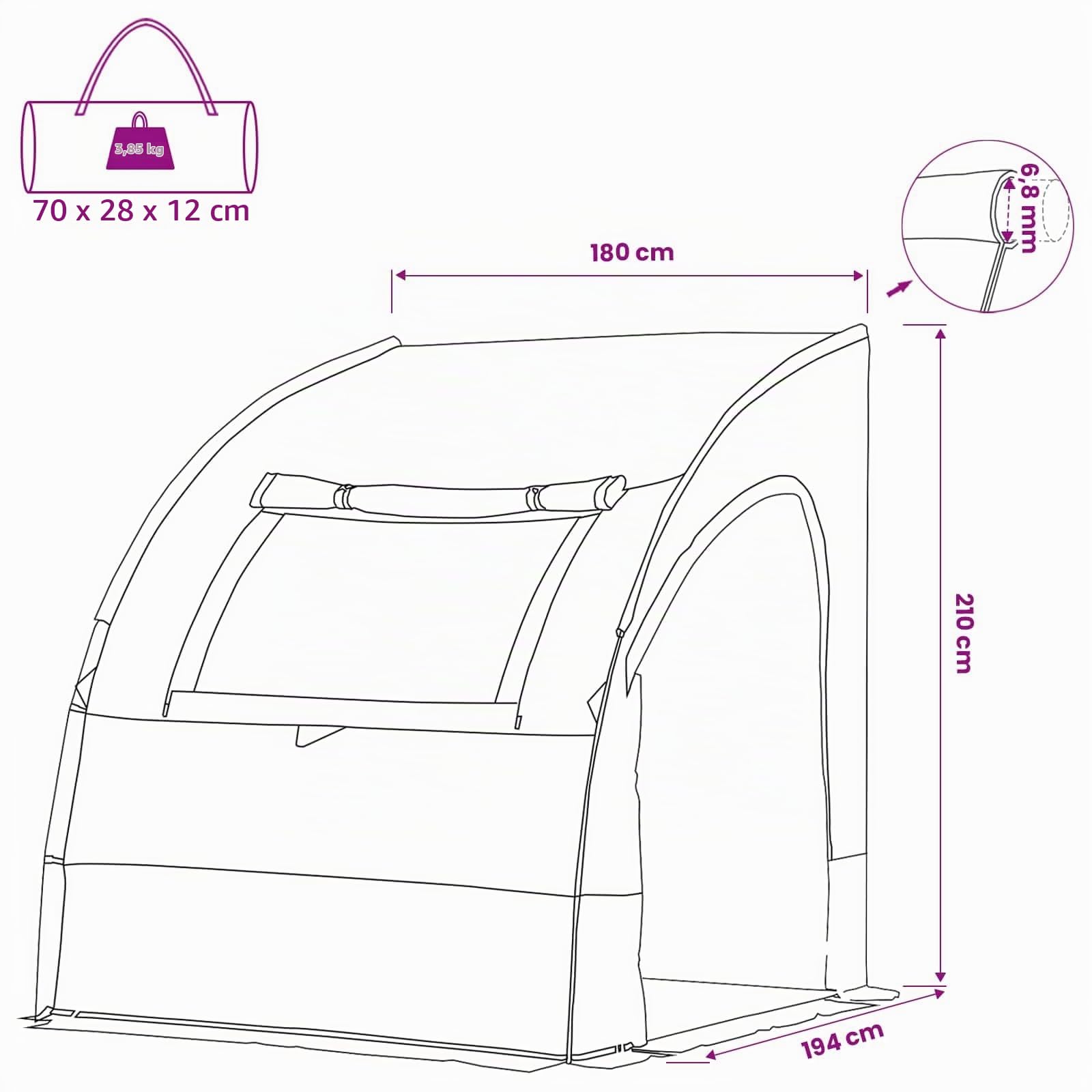 vidaXL Tienda para portón Trasero Personas 194 x 180 x 210 cm Azul, Carpa de Camping, Refugio Moderno al Aire Libre, portátil, Ideal para Familia y Festivales