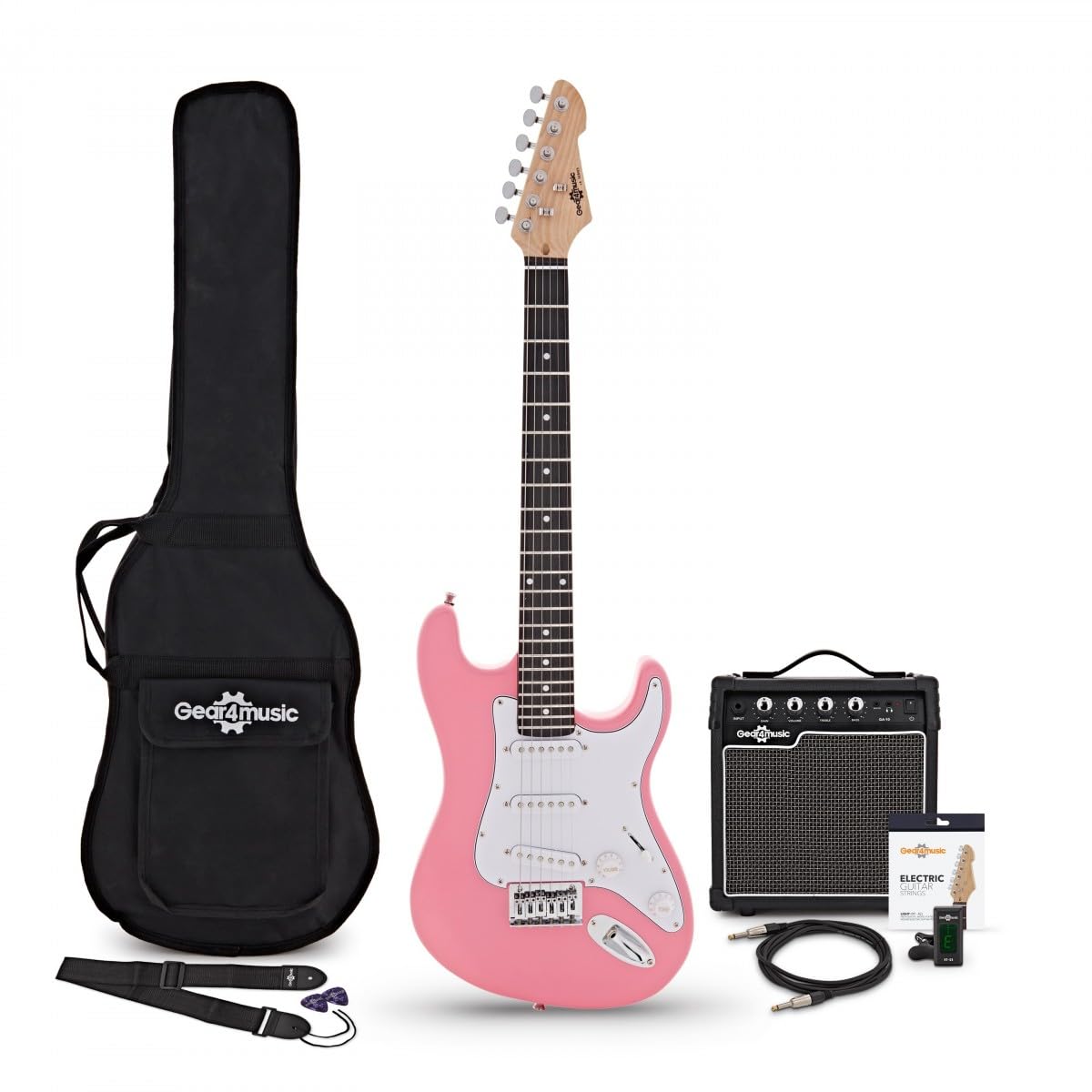 Kit Guitare Électrique LA 3/4 avec Ampli 10W, Housse, Rose | Pour jeunes débutants, design confortable et facile à prendre en main