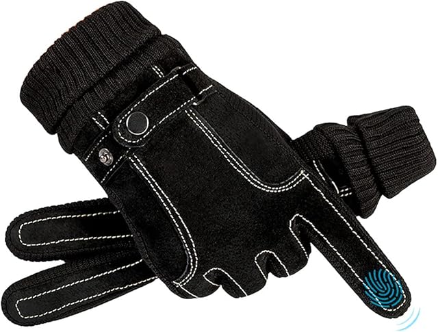 Winter Warm Gloves, Anti Slip Touchscreen Gloves Knit Elastic Cuff, Windproof Thermal Gloves, Cold Weather Water Resistant Cycling Outdoor Sports Gloves for Men Women