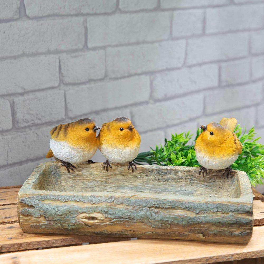 Country Living Red Hand Painted Robin Bird Bath