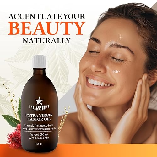 Miniatura 5 de Aceite de ricino orgánico certificado por la USDA, puro prensado en frío, (16.9 fl oz), aceite de ricino virgen 100% natural, sin refinar,