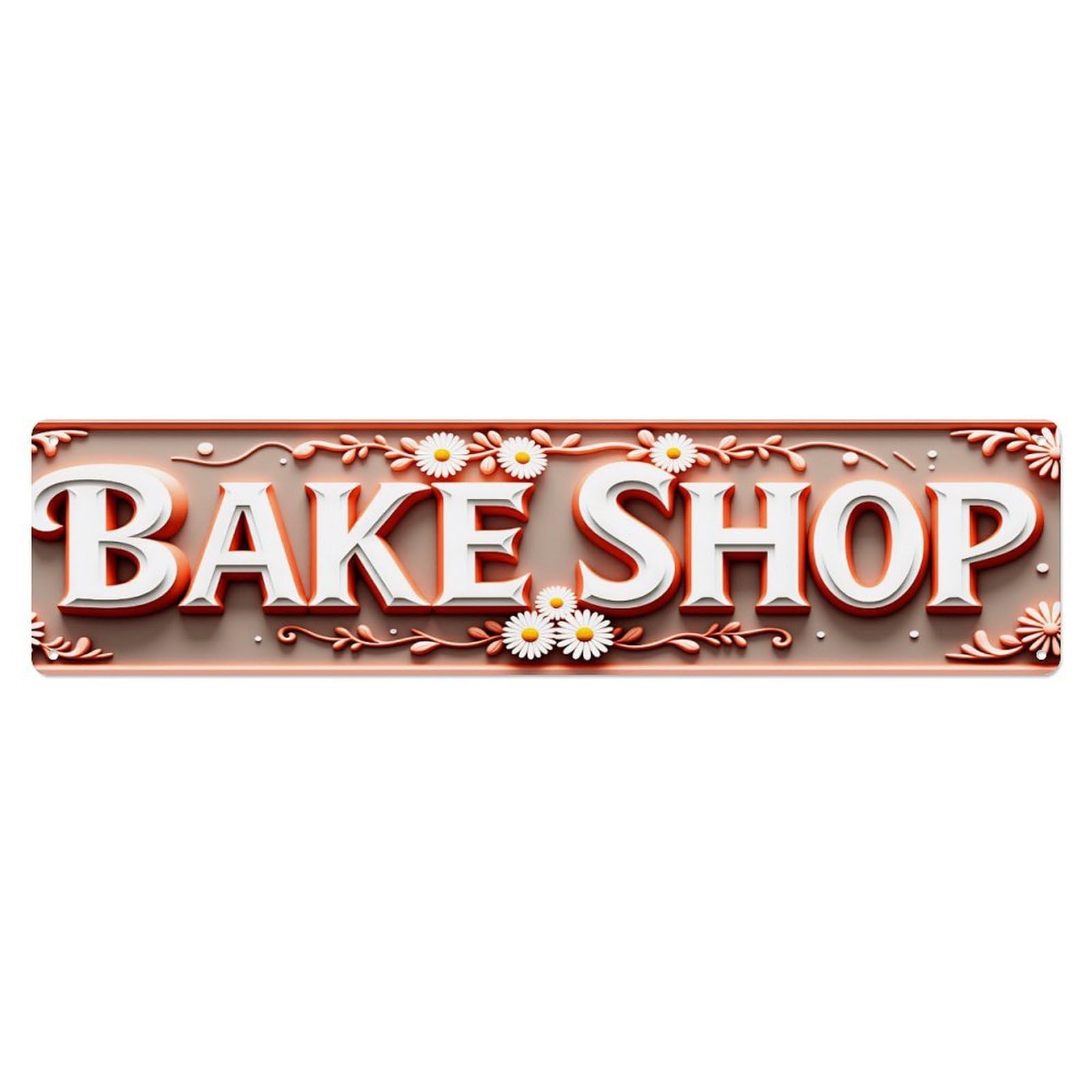 Daisy Embossed Bake Shop Long Decor Metal Sign Vintage Aluminium Metal Sign, Retro Wall Decor for Home, Bar, Garage & Farmhouse 10 * 40cm