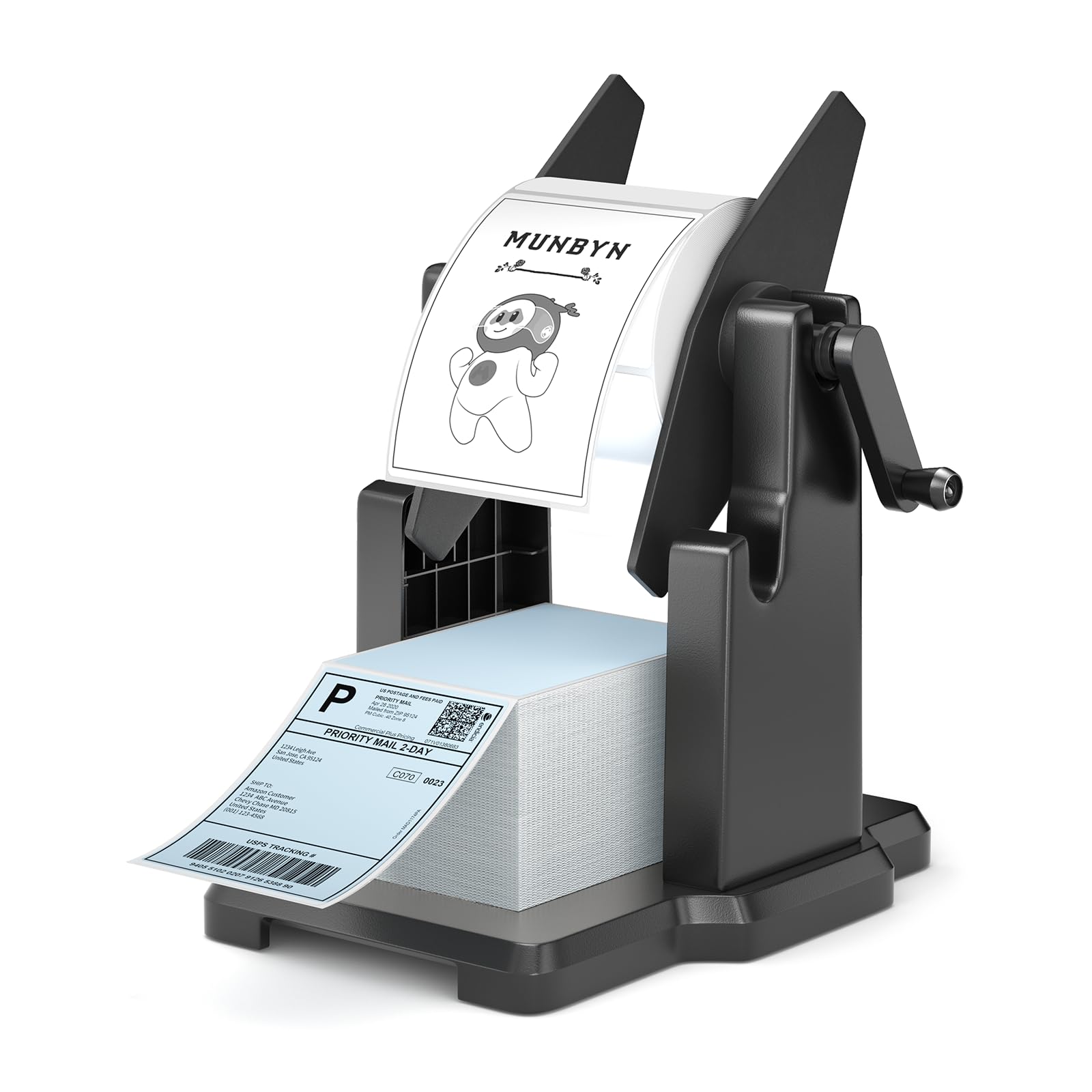 MUNBYN zewnętrzny uchwyt na rolki etykiet, 2 w 1 składany stojak na papier fanfold do biurkowej drukarki etykiet termicznych