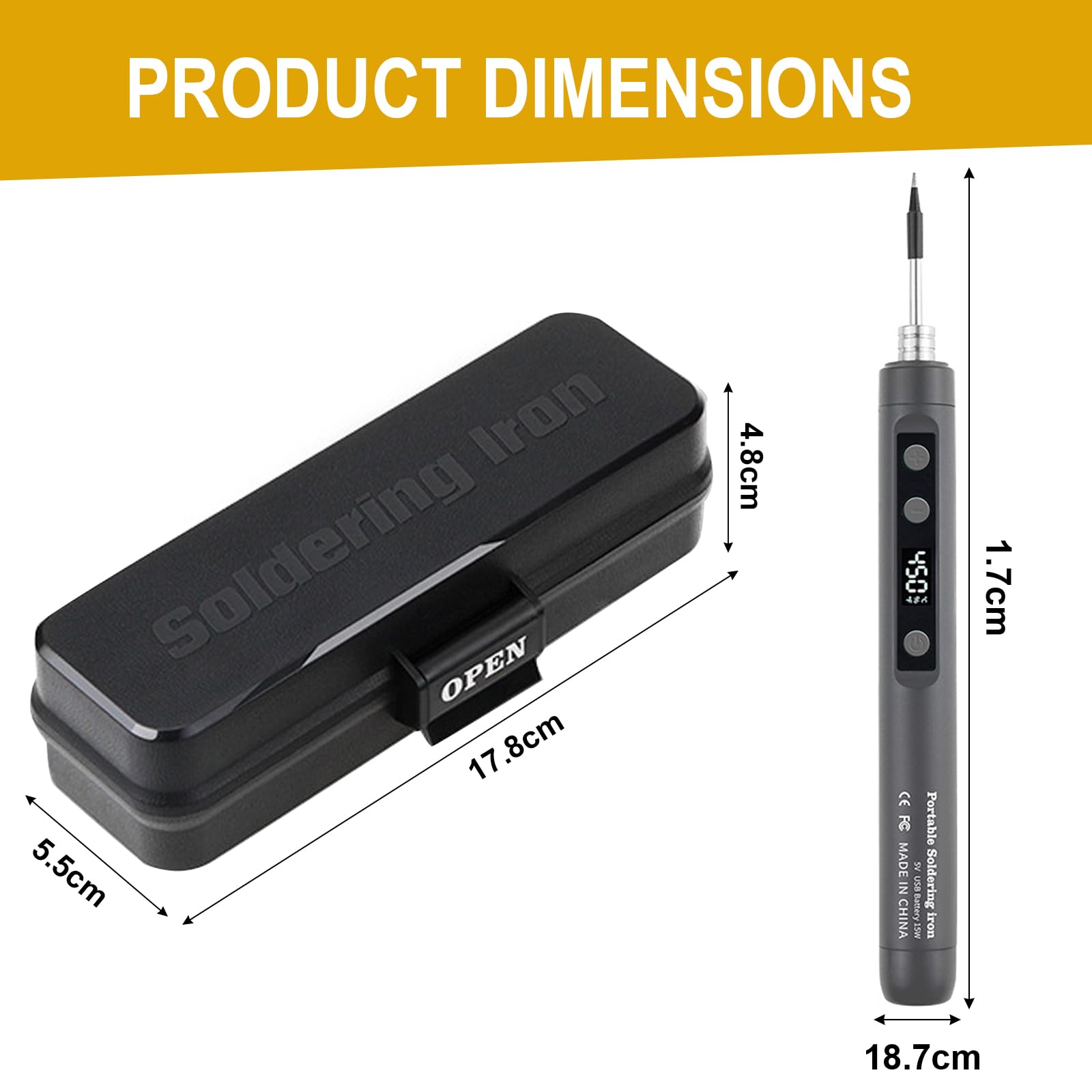 Kit de Soldador Inalámbrico, Soldador Estaño Inalámbrico, Soldador Portátil Recargable por USB con Pantalla LCD, Temperatura Ajustable, 3 Puntos de Soldadura, Pasta y Alambre de Soldadura