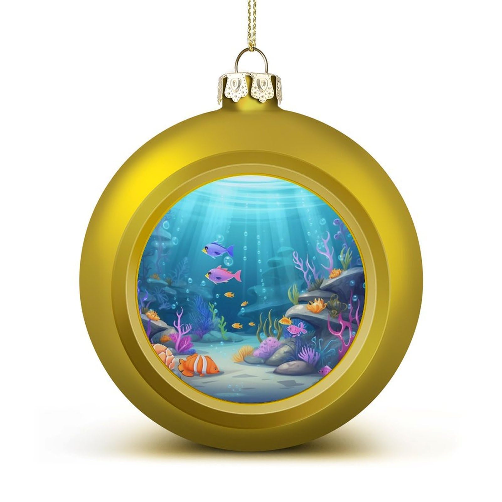 Under Sea Christmas Balls Ornaments for Xmas Christmas Tree 1.6" Hanging Shatterproof Xmas Balls Hanging Decor Pendants for Holiday Party Outdoor Indoor DIY Craft Supplies