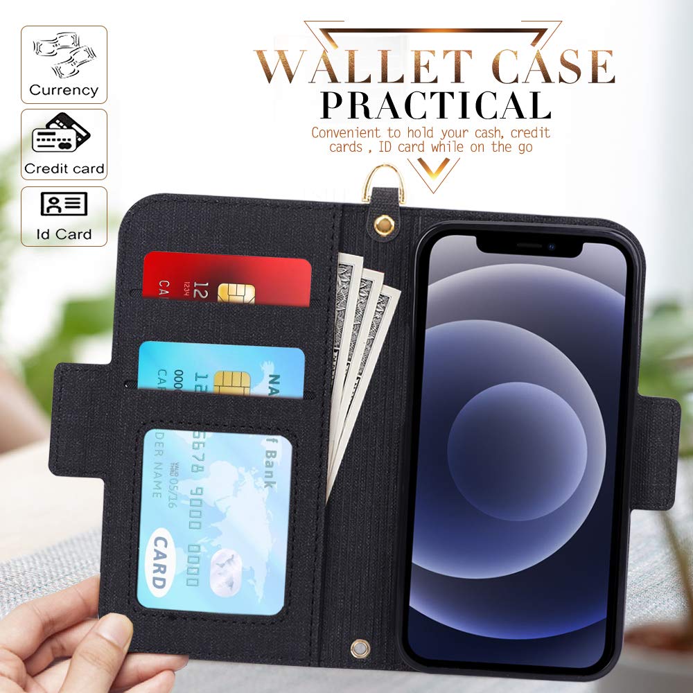 Amazon.com: Skycase Compatible for iPhone 12 Mini Case 5G,[RFID Blocking]  Handmade Flip Folio Wallet Case with Card Slots and Detachable Hand Strap  for iPhone 12 Mini 5.4 inch 2020,Black : Cell Phones