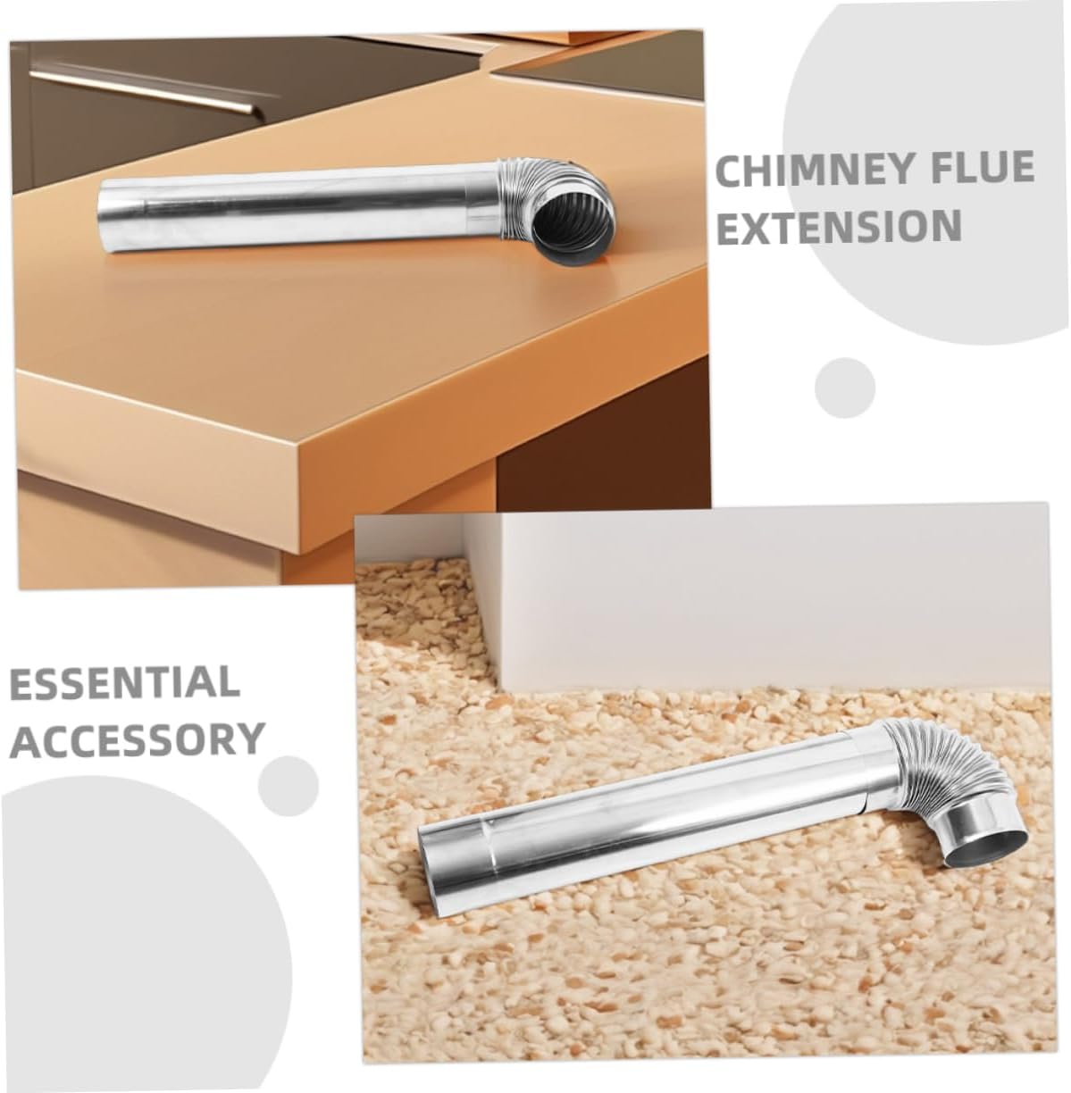 1set Stainless Steel Chimney Flue Extension for Outdoor Stove Vent Pipe Elbow for Burning Camp Stove and Heating