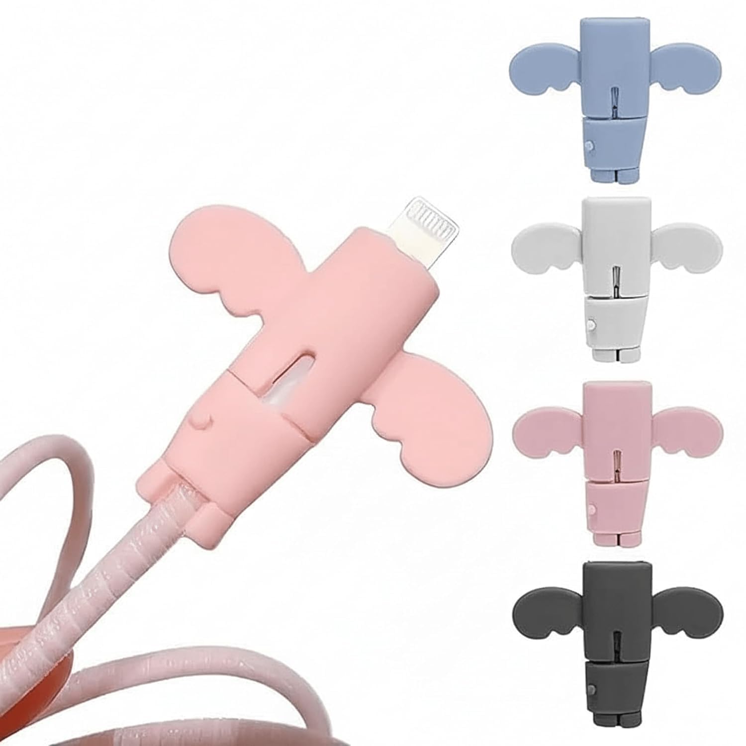 Havenxo Cable Protector for Charging Cables | Silicone Anti-Break Charger Wire Protector with Angel Wings Design | Cute USB Data Cable Cord Saver & Phone Charging Wire Protection (Multicolor, 4 Pcs)-image-17