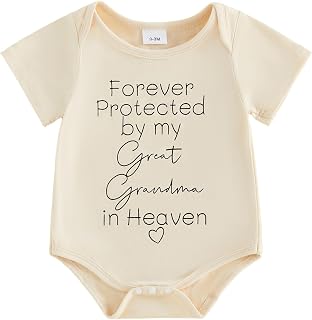Baby Handpicked for Earth Pregnancy Announcement Romper for Family | Forever Protected By My Grandma In Heaven, Sentimental New Baby Bodysuit, Grandmother Baby Romper, New Baby Reveal Idea