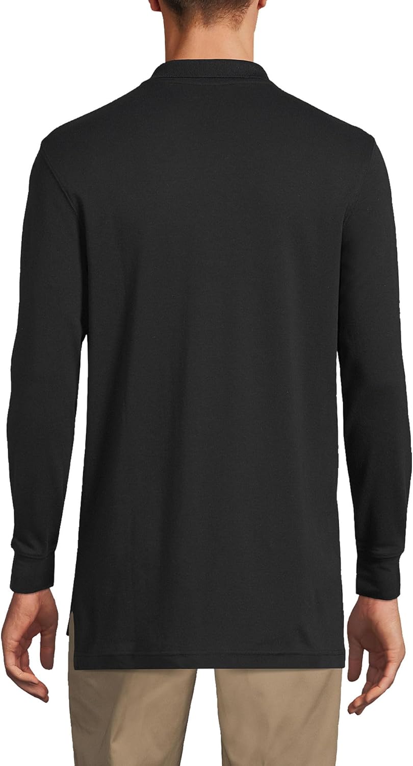 Lands' End School Uniform Men's Long Sleeve Interlock Polo Shirt - Image 2