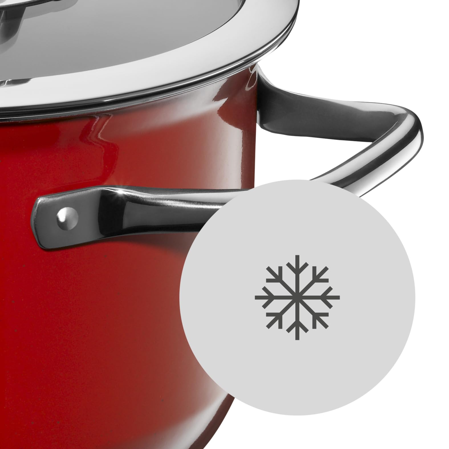WMF Fusiontec Compact - Pentola grande 24 cm, coperchio in vetro, a induzione, 4,5 l, in ceramica high-tech, impilabile, antigraffio, rosso