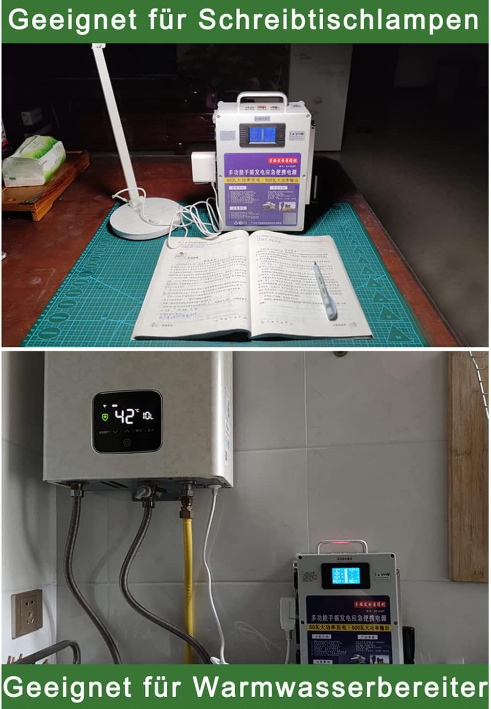 Generador Manual Manivela 500 W, Generador Portátil De Emergencia con Carga USB, Estación De Energía Portátil con Generador CC Y Toma De Corriente para Emergencias