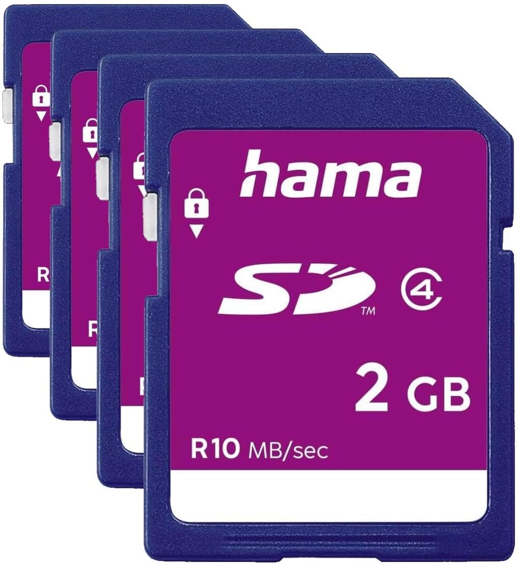Hama Memory Card SD 2GB SD 2.0 Standard Class 4 Data Security Thanks to Mechanical Write Protection Labelling Field Pack of 4