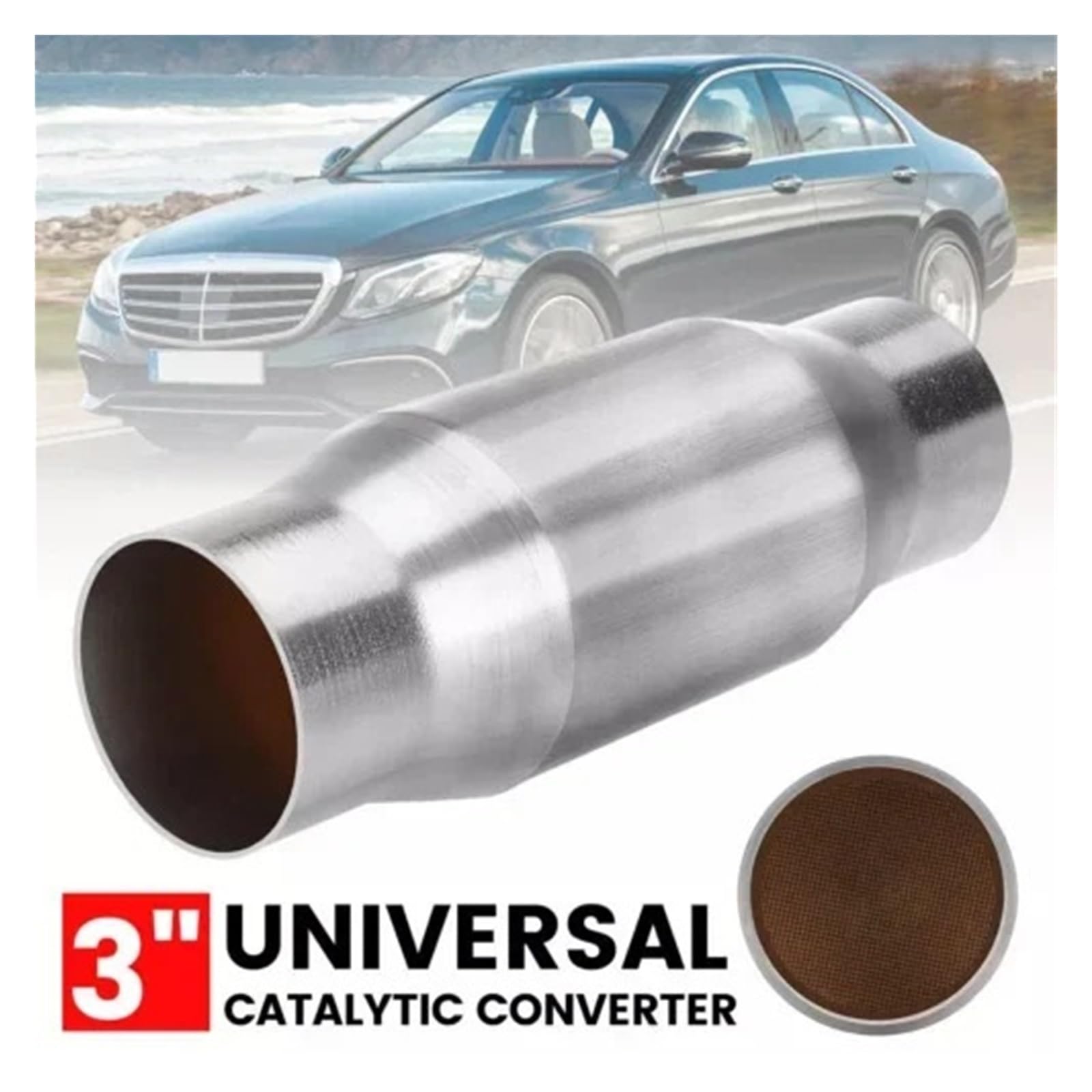 Uniwersalny 2" /2,25",5" /3" Katalizator Wydechowy 400 Komór Tłumik O Wysokim Przepływie Euro 1 Stal Nierdzewna Uniwersalny katalizator z wlotem/wylotem