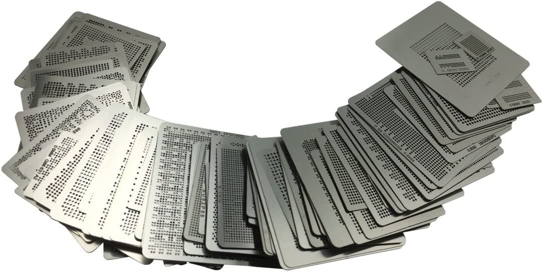 WHATAVAL BGA Rework Net 130pcs BGA Universal Reballing Rework Net Stencils Steel Template Mesh Direct Heat for Laptop, Desktop