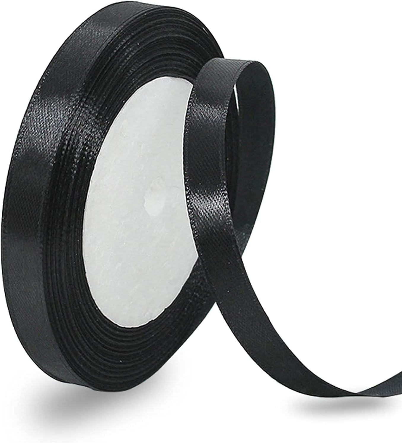 MARKQ Black Satin Ribbon, 12mm x 25yd Double Faced Polyester Ribbon for Gift Wrapping, Party Favors, Wedding Decorations, Bow Making, Bouquets, Sewing Projects & Craft Supplies