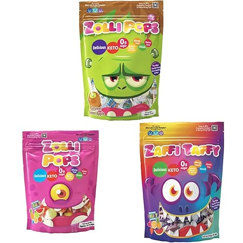 Zollipops Clean Teeth Candy - Paquete de caramelos de Halloween surtidos de 5 onzas, paletas surtidas de 5.2 onzas, paletas de manzana verde