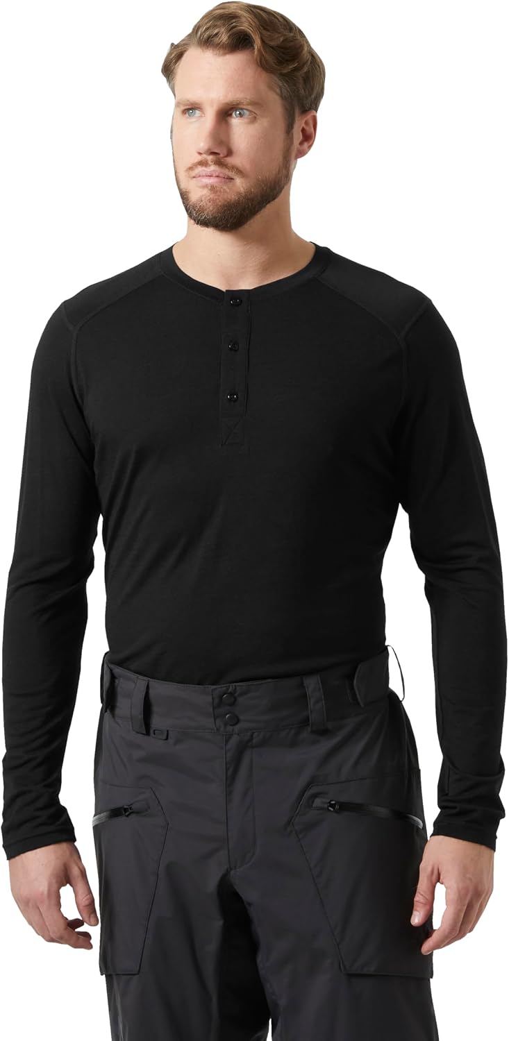 Helly-Hansen Durawool Long Sleeve Henley for Men – Stylish Thermal Top for Outdoor Activities and Casual Wear