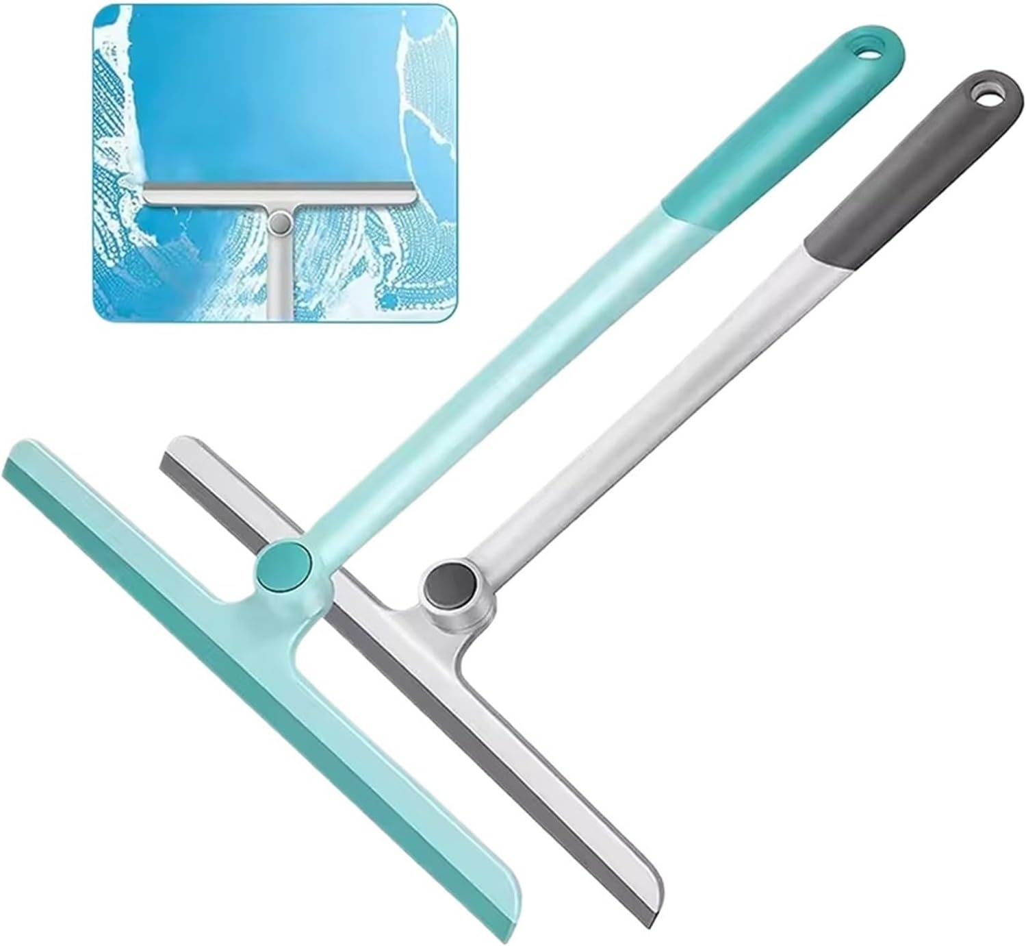 5 Pcs 360 Degree Rotatable Shower Squeegee Glass Wiper Scraper Cleaner with Silicone Holder Bathroom Mirror Cleaning(Black)