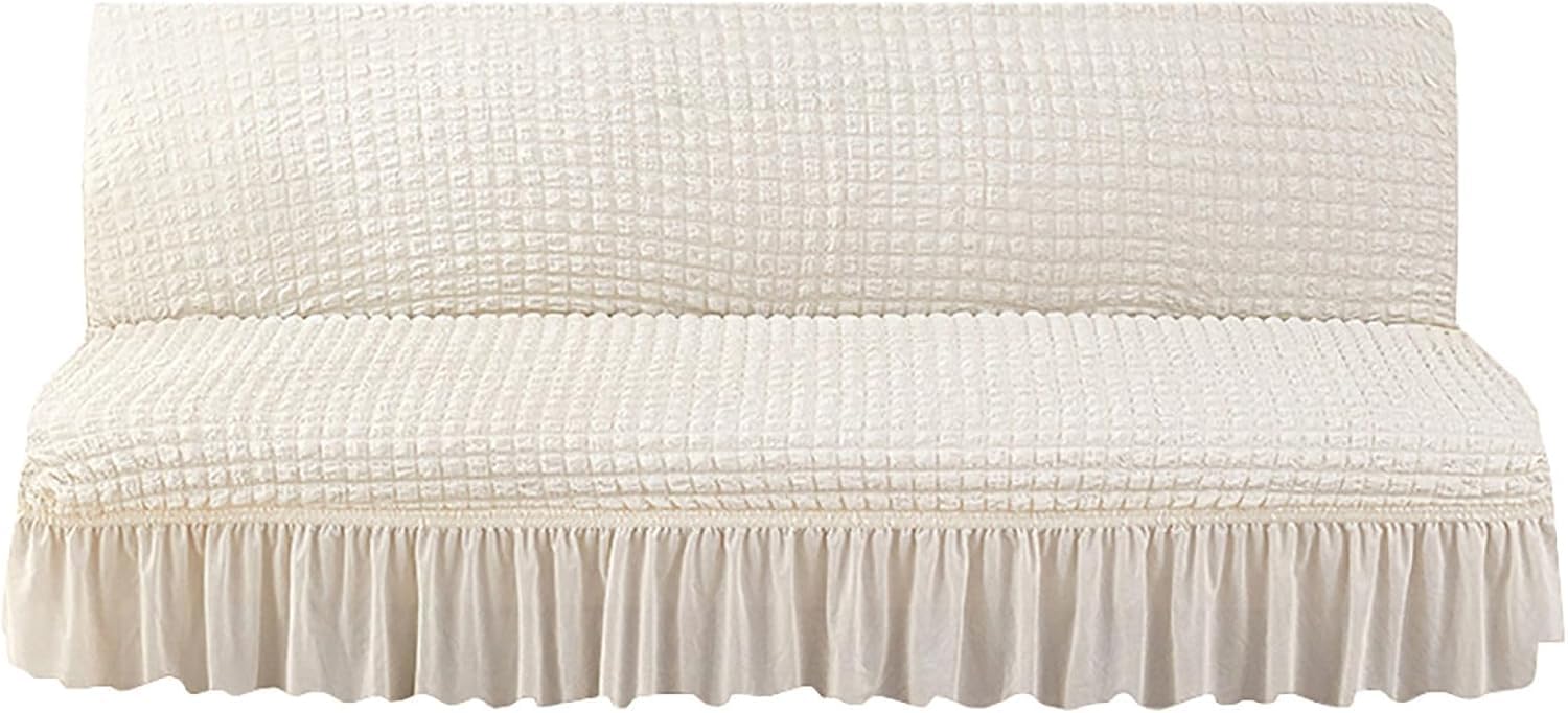 Housse de canapé sans accoudoirs blanche pour futon pliable de salon style épuré