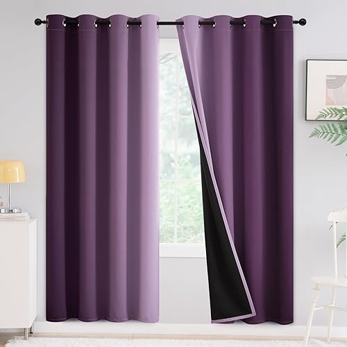 Miniatura 47 de Yakamok - Cortinas opacas 100% de 84 pulgadas de largo, cortinas azules para oscurecer la habitación, cortinas ombré para dormitorio, con ojales,