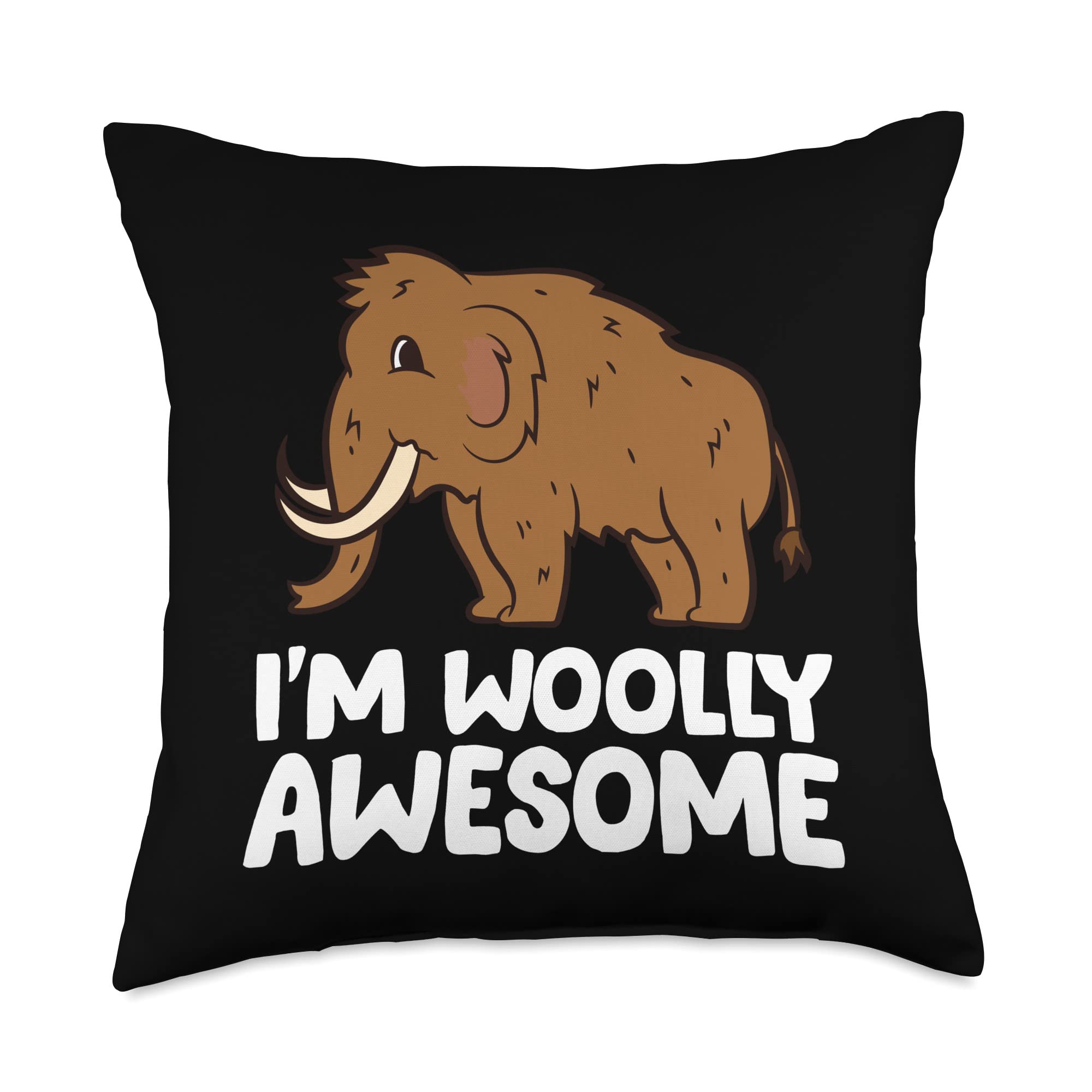 Awesome Cute Boys Girls Kids Woolly Mammoth Throw Pillow, 18x18, Multicolor