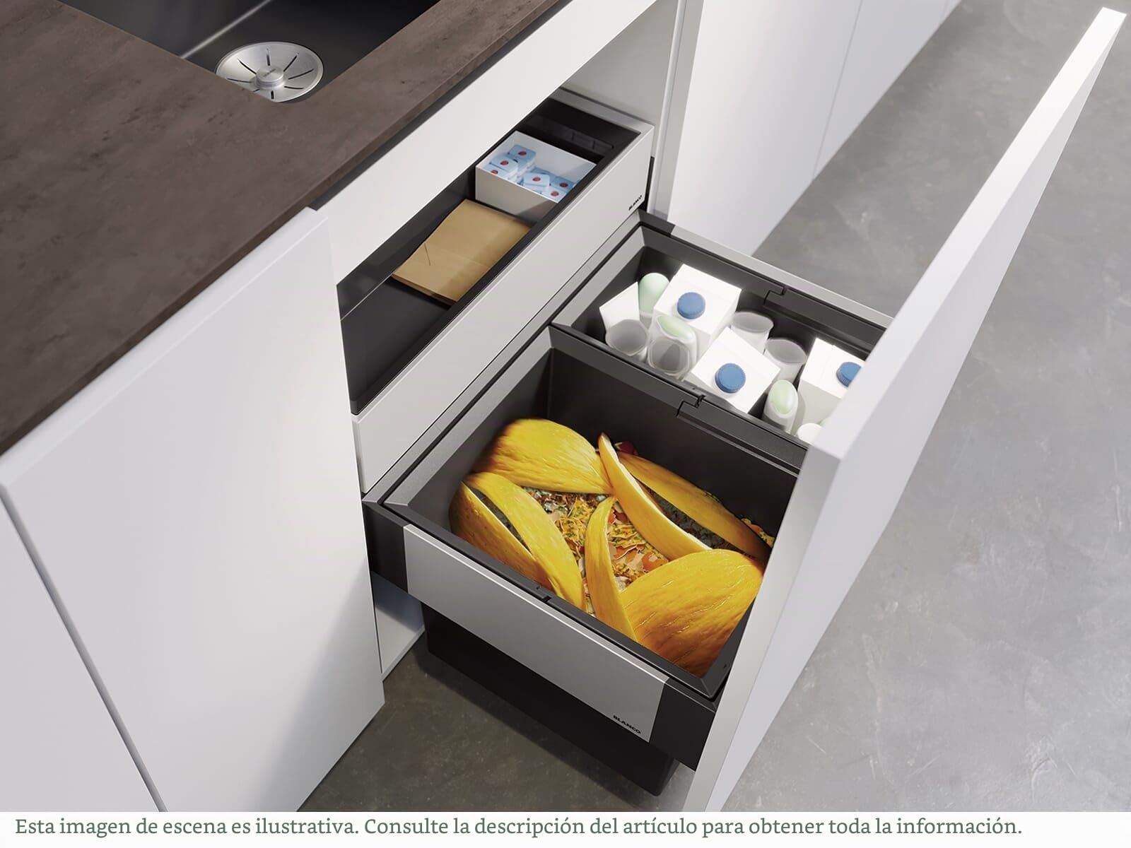 BLANCO SELECT II 60/2 Orga 526208 Sistema organizador de cocina para instalar bajo el fregadero