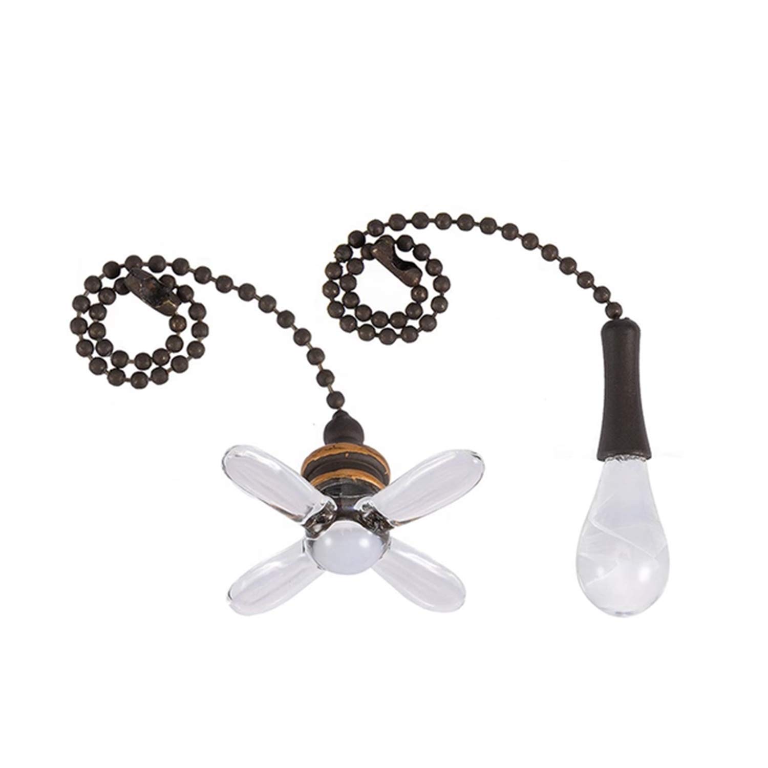 2 Catene Per Ventilatore Da Soffitto In Bronzo, 30 Cm, Con Decorazioni A Forma Di Lampadina E Ventaglio, Ricambio - 3