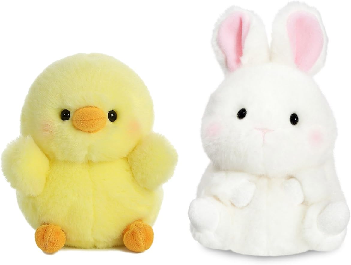 Bundle of 2 Aurora 5" Beanbag Stuffed Animals: Chickadee Chick and Bunbun Bunny
