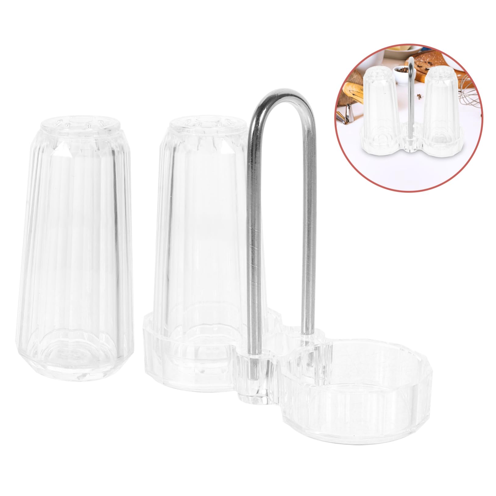 5 Sätze Salz und Pfefferstreuer Set mit Halter für Gewürze für Tisch im Restaurant Praktisch und Leicht für Küchenutensilien