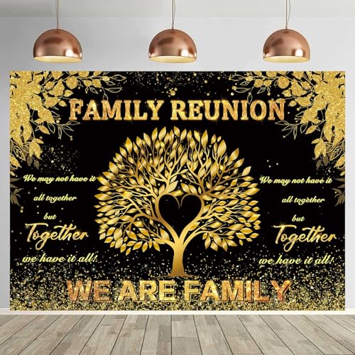 Toile de fond réunion de famille feuilles noires et dorées design élégant