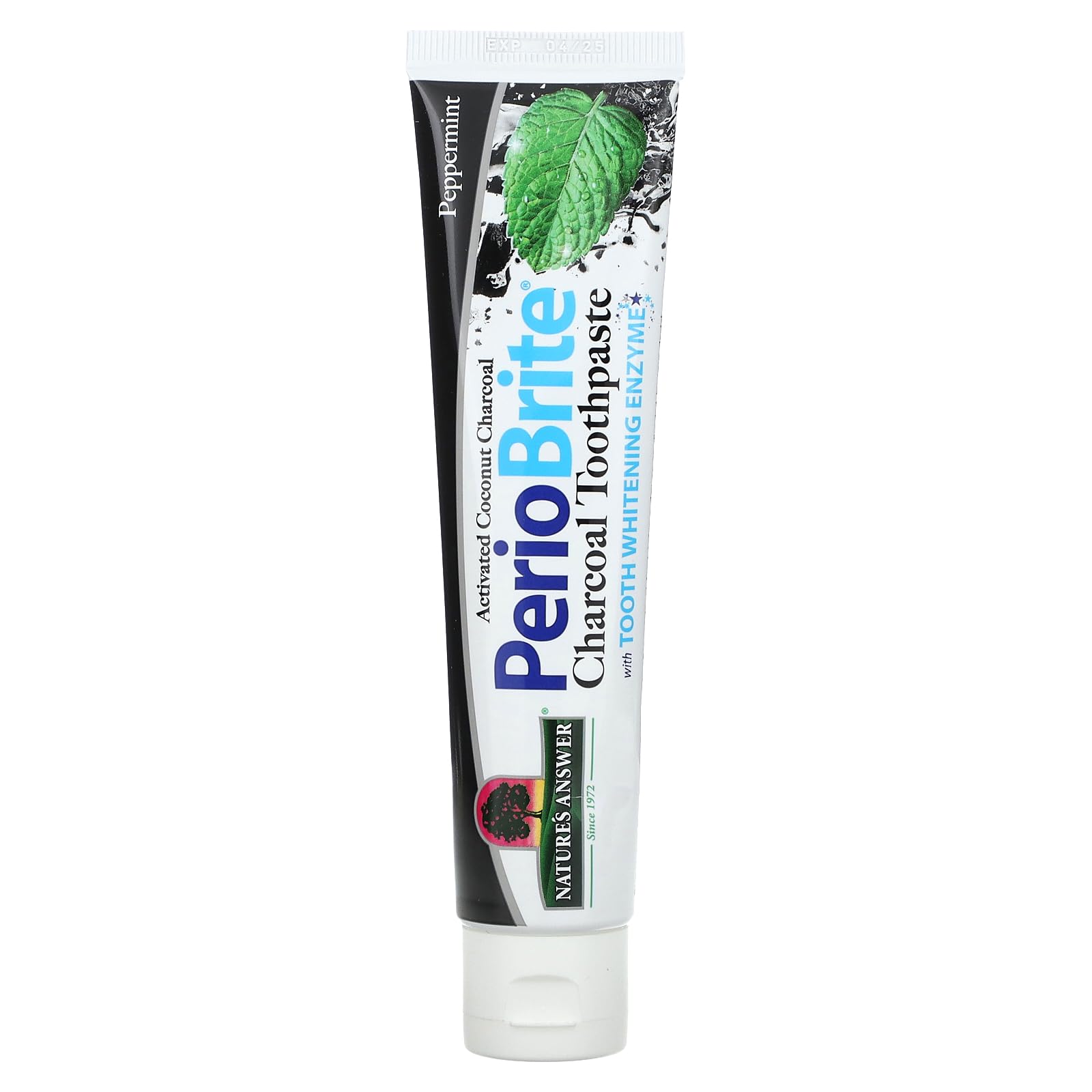 Nature's Answer Periobrite Activated Charcoal Toothpaste | Tooth Whitening, Plaque Removing, Peppermint Flavored Stain Remover | Flouride-Free, Gluten-Free, No Preservatives & Vegan 4oz…