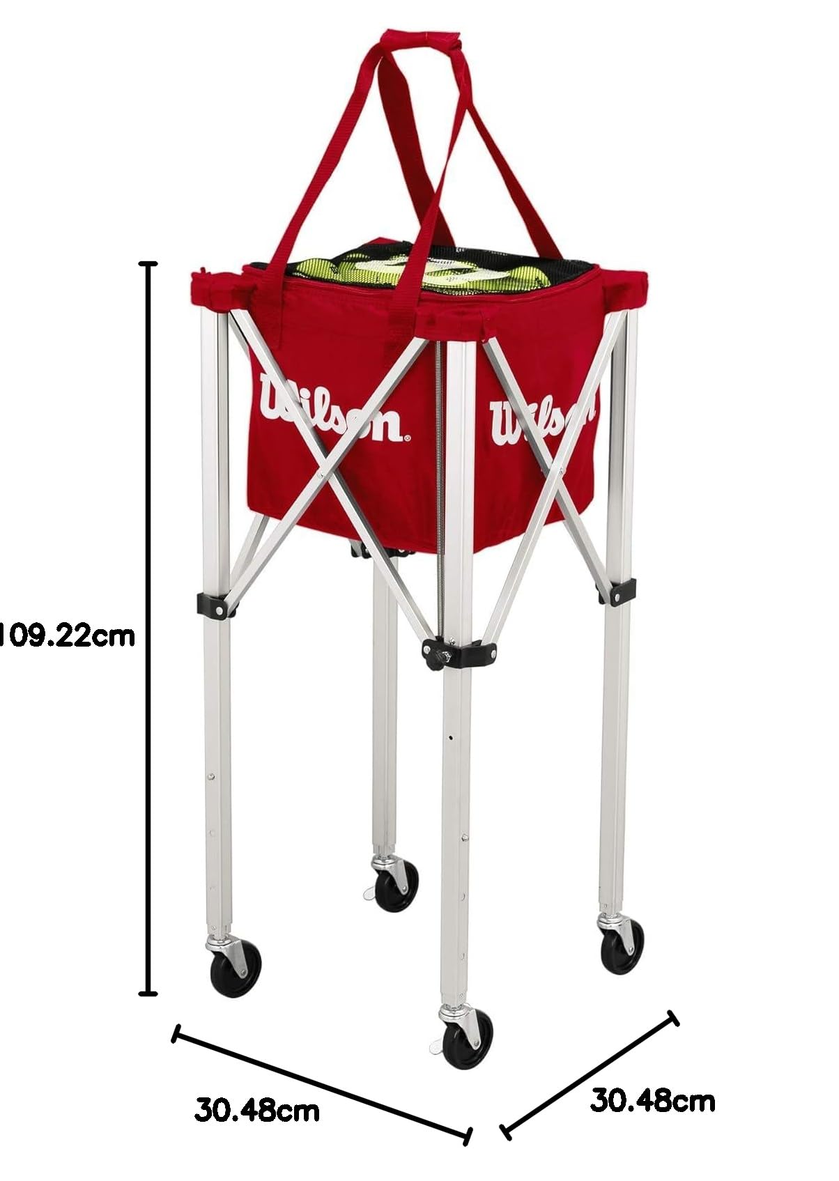Wilson Cesto per Palline da Tennis, Tennis Teaching Cart, capacità 150 Palline, Rosso, WRZ541000