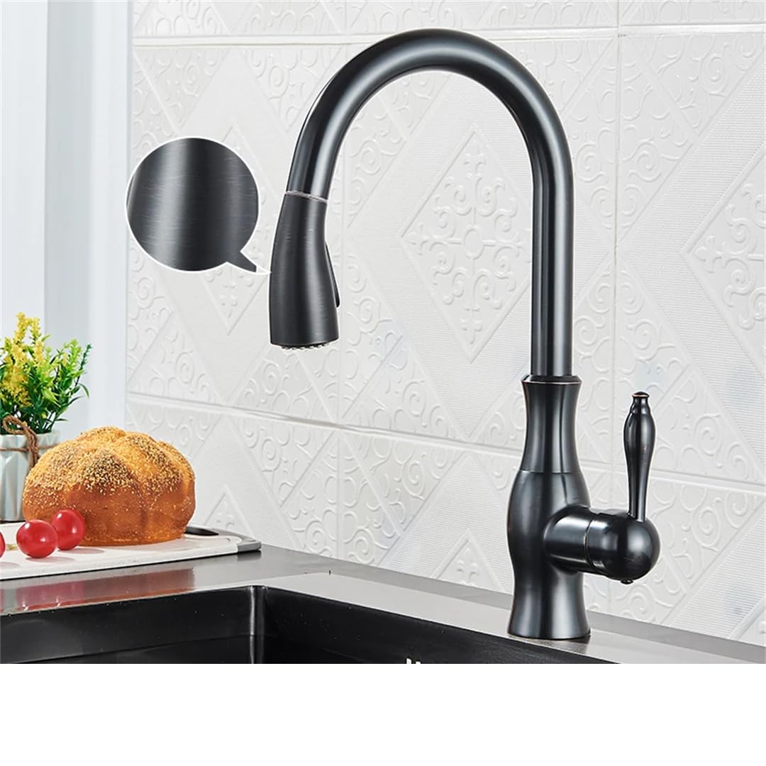 Rubinetto da cucina estraibile monocomando monoforo multicolore (tipo A - bronzo nero) - Design moderno di facile installazione Finitura durevole perfetto per uso domestico e commerciale.