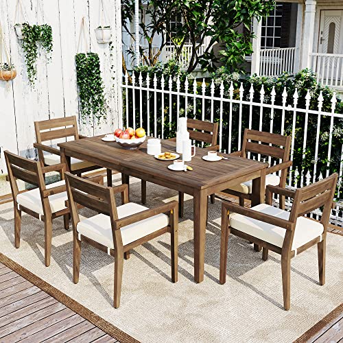 GOWE U_Style Acacia Wood Outdoor Dining Table and Chairs Suitable for Patio, Balcony Or Backyard