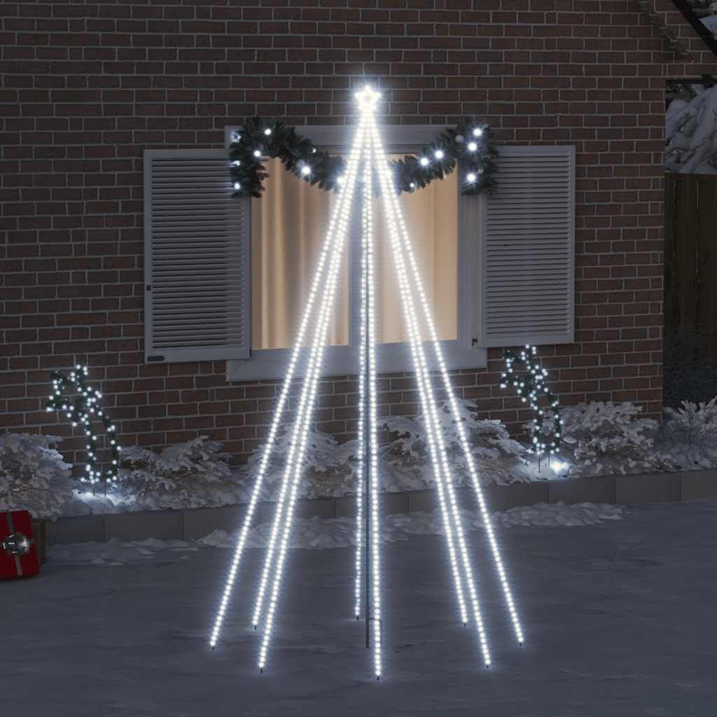 Weihnachtsbaum Lichterketten 400 LEDs kaltweiß mit Stern 2,5 m Tannenbaum für Innen Außen IP44 wasserfest mit Verlängerungskabel und Ständer geschmückt für Advent Wohnzimmer