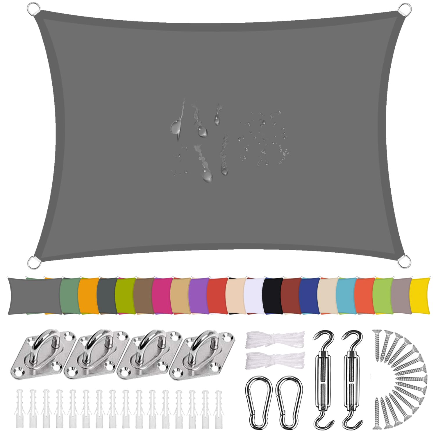 Sonnensegel Rechteckig 2,5x6,5 M – Wasserdicht, 98 % UV-Schutz, Für Balkon, Terrasse & Garten, Dunkelblau
