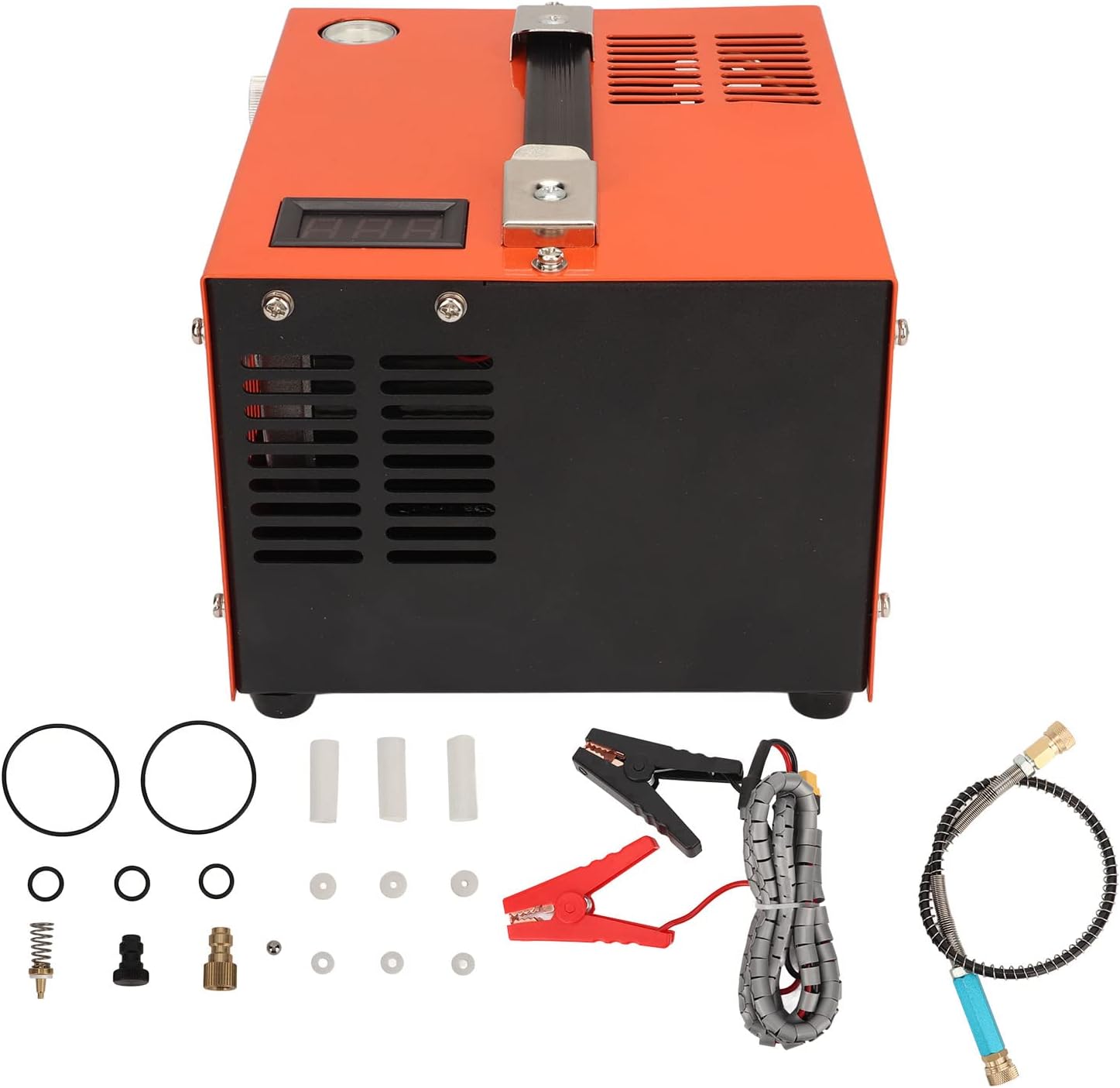 PCP Air Compressor, 4500Psi/30Mpa Oil/Water Portable High Pressure Air Pump Powered By Car 12V DC or Home Power with Converter, Auto Stop Electric Air Compressor Pump