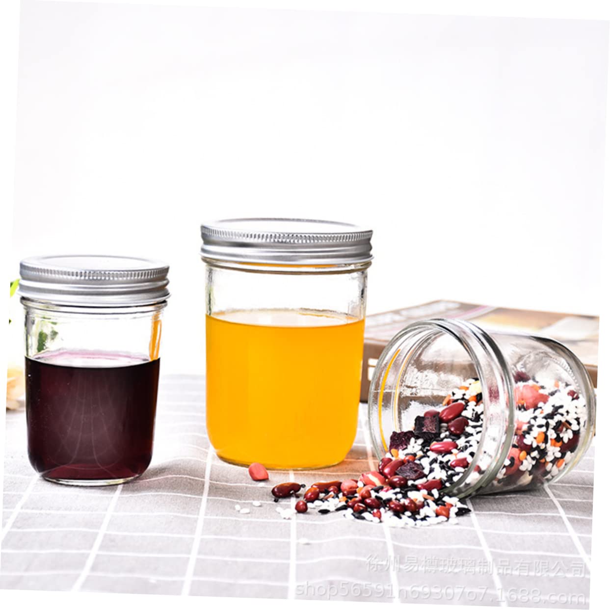 Mobestech Set da 4 Barattoli in Vetro Chiusura Ermetica per Alimenti, Contenitori Multiuso per Conservazione in Casa, Vasetti per Marmellata e Spezie
